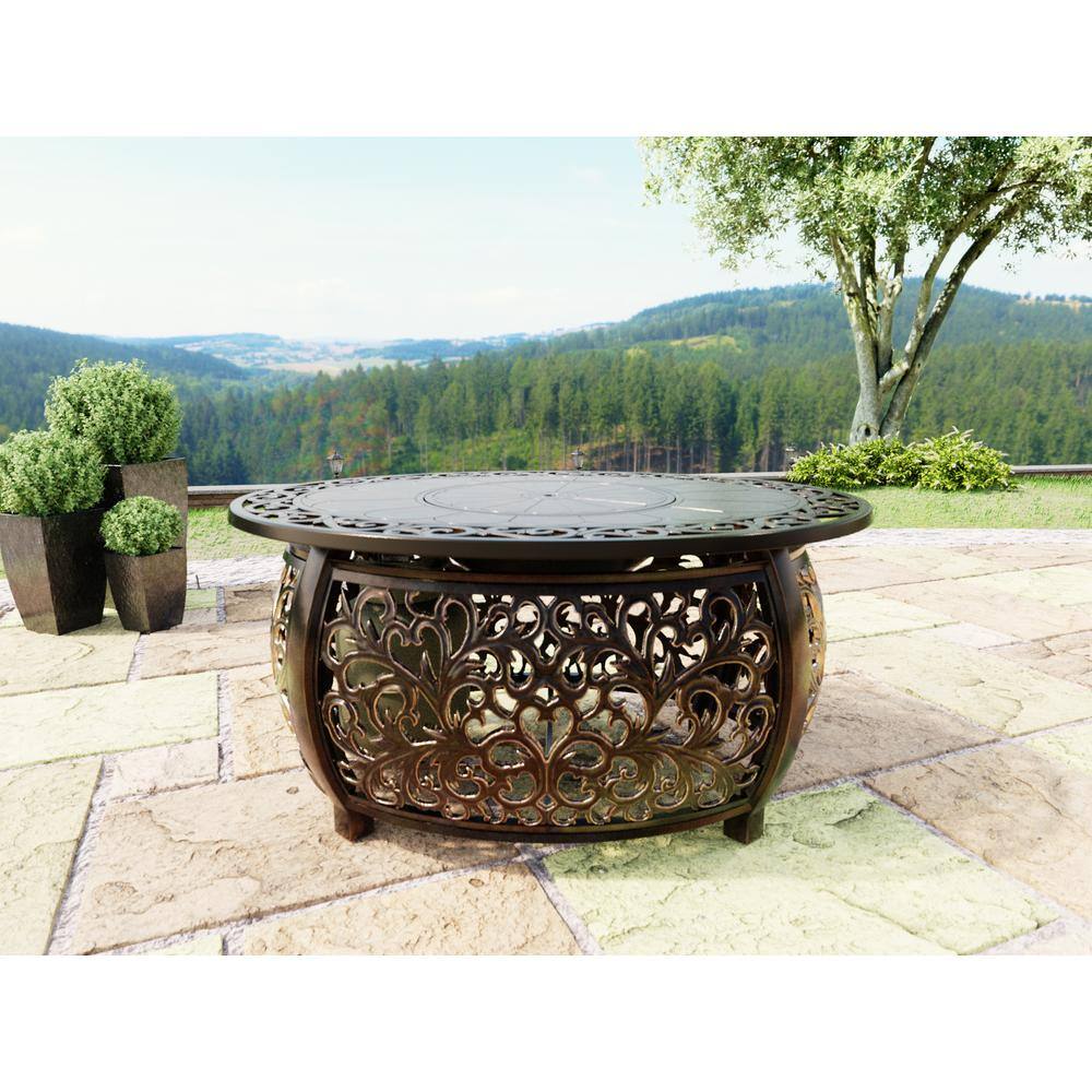53" Bronze Cast Aluminum Gas Fire Pit Table