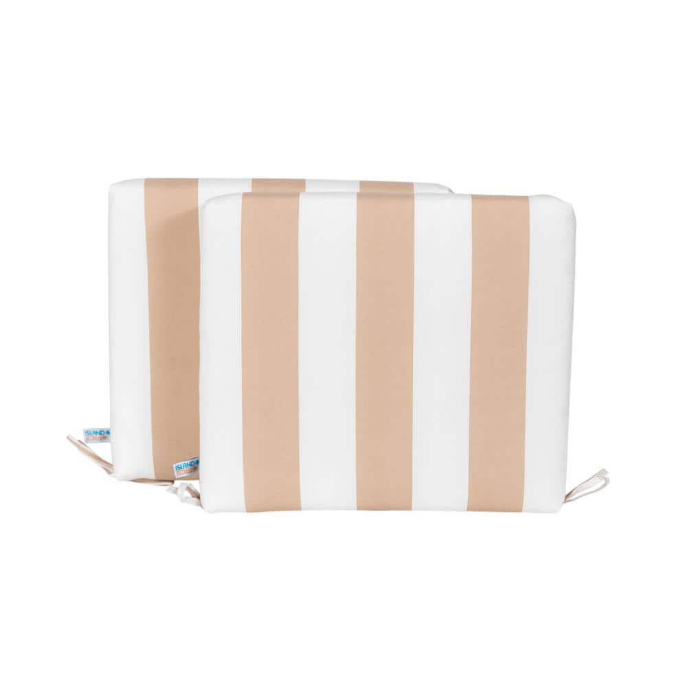 Champagne and White Striped All-Weather Outdoor Chair Cushion Set