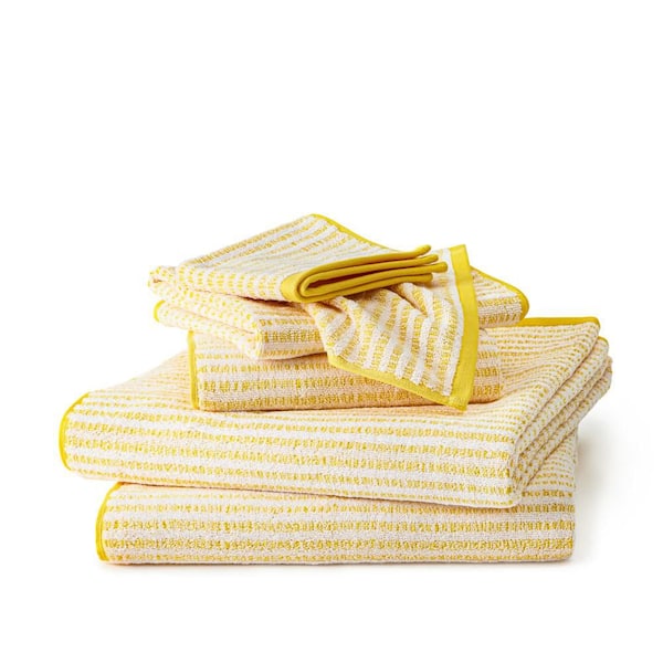 Striped Reversible Terry Organic Cotton Yellow 6-Piece Bath Set