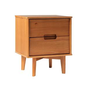 Sloane 2-Drawer Caramel Mid-Century Modern Solid Wood Nightstand