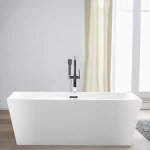 Tarbes 67 in. Acrylic Flatbottom Freestanding Bathtub in White/Polished Chrome