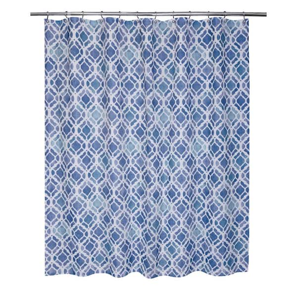 Unbranded 71 in. x 71 in. Blue/Teal/White Hazel Shower Curtain