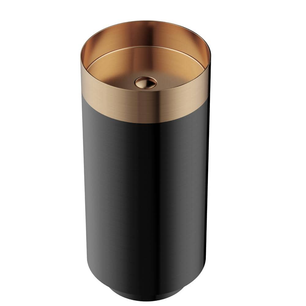 Cinox 15'' Copper and Gray Stainless Steel Pedestal Sink