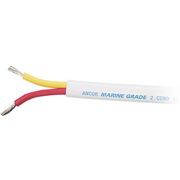 Ancor Marine Grade Tinned Duplex Safety Cable Red and Yellow With White Jacket, 14/2 AWG Flat, 100 ft.