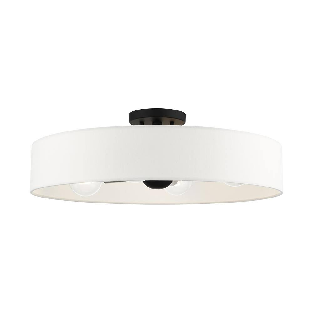 Elegant Black and Brushed Nickel 4-Light Drum Semi-Flush Mount