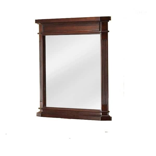 Home Decorators Collection 26 in. W x 30 in. H Rectangular Wood Framed Wall Bathroom Vanity Mirror in Cherry