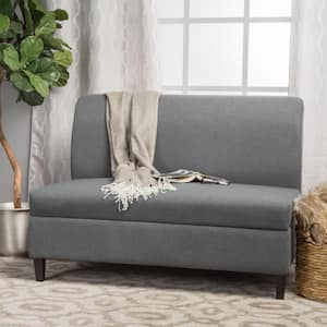 47 in. Charcoal Gray Polyester 2-Seat Storage Loveseat with Wooden Legs