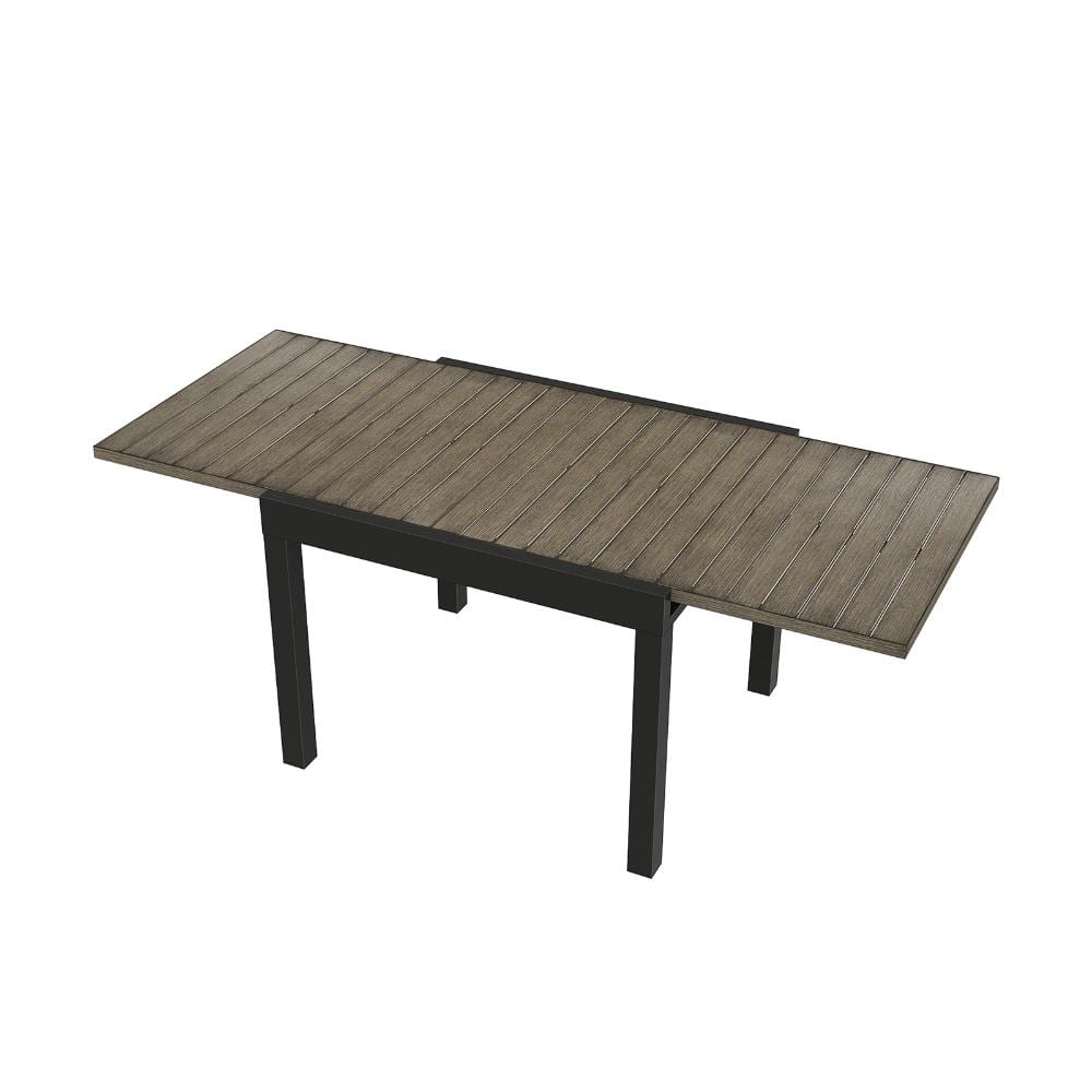 Rectangular Aluminum Outdoor Dining Table with Extension and Gray Tabletop