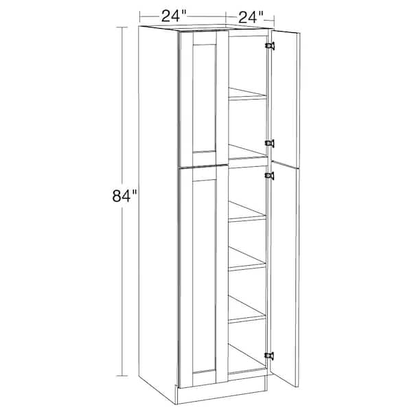 Home Decorators Collection Washington Vesper White Plywood Shaker Assembled Pull Out Pantry Kitchen Cabinet Sft CLS 9.5 in W x 24 in D x 34.5 in H