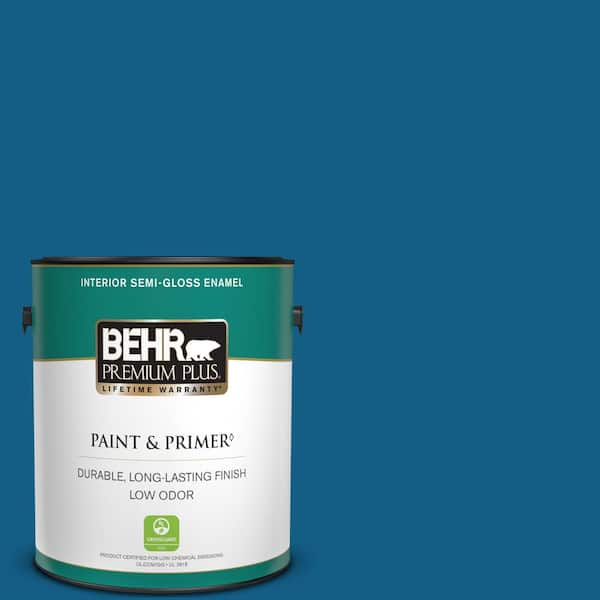 BEHR PREMIUM PLUS 1 gal. #S-H-550 Sapphire Sparkle Semi-Gloss Enamel Low Odor Interior Paint & Primer