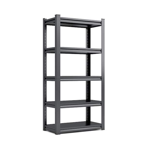 5-Tier 2000 lbs. Black Adjustable Heavy Duty Metal Storage Garage Shelving Unit (35.4 in. W x 72 in. H x 15.7 in. D)