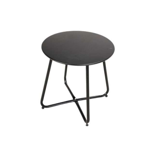 CASAINC 17.7 in Metal Round Outdoor Coffee Table in Black CAZY006BK