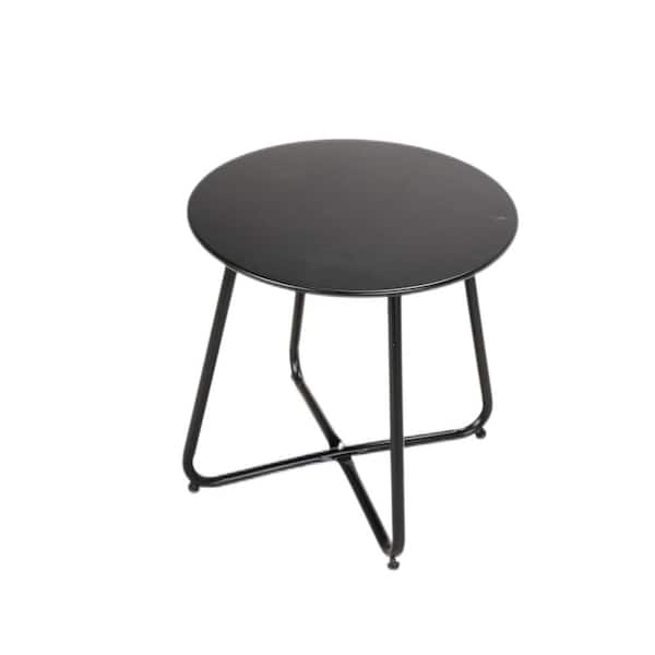 Unbranded 17.7 in Metal Round Outdoor Coffee Table in Black