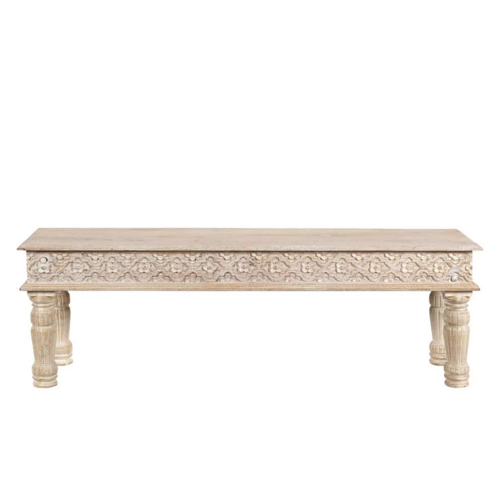 "58"" White Distressed Solid Wood Dining bench" price history on PriceWatchPro