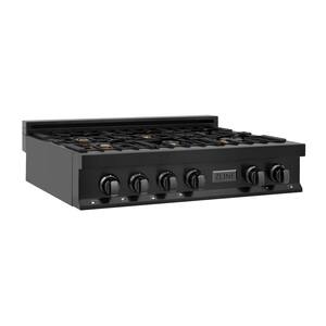 36" Porcelain Gas Stovetop in Black Stainless with 6 Gas Burners