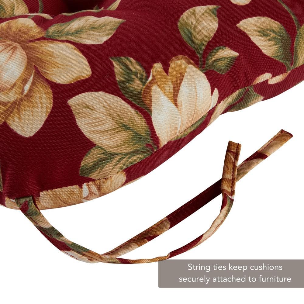 Roma Floral Red Polyester Outdoor Dining Chair Cushion