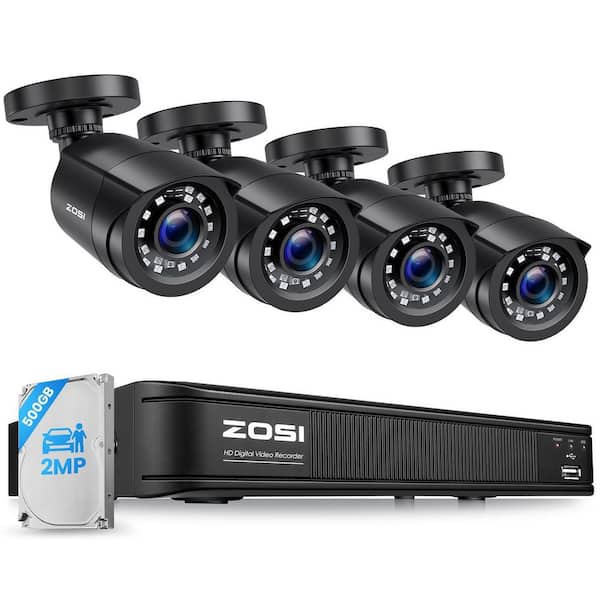 H. 265 plus 8-Channel 3K-Lite DVR Security Camera System with 4X 1080P Wired Bullet Cameras Pre-installed 500GB HDD