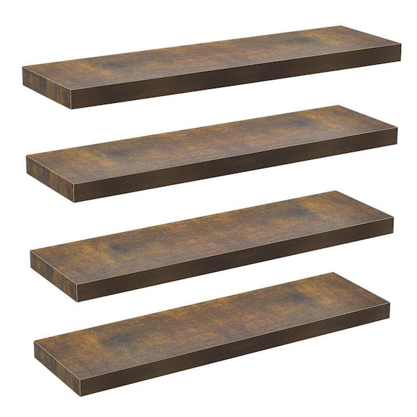 23.6 in. W x 6.7 in. D Rustic Brown Wall Mounted Shelf Over Toilet