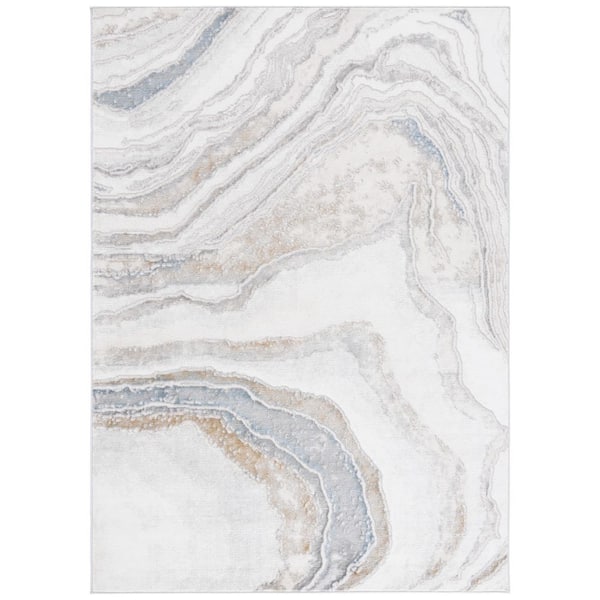 SAFAVIEH Easton 9 ft. x 12 ft. Ivory/Beige Blue Abstract Marble Area ...