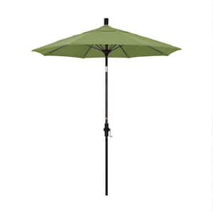 7.5 in. Bronze Aluminum Pole Market Fiberglass Ribs Collar Tilt Crank Lift Outdoor Patio Umbrella in Spectrum Cilantro