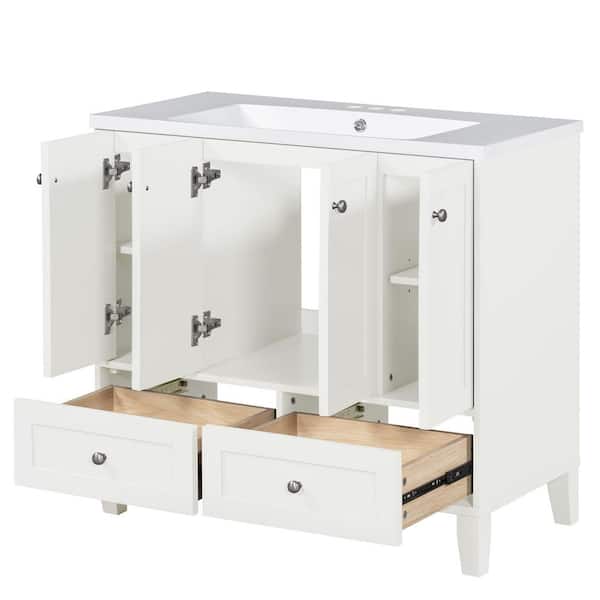 Cesicia 36 in. W x 18 in. D x 34 in. H Single Sink Freestanding Bath Vanity in White with White Resin Top