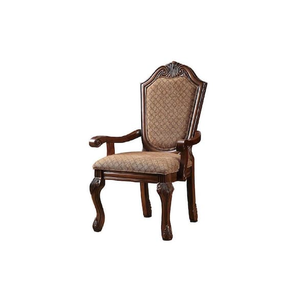 45 in. H Brown Fabric Arm Chair 1-Piece with wood frame arm chair crafted for elegant structure