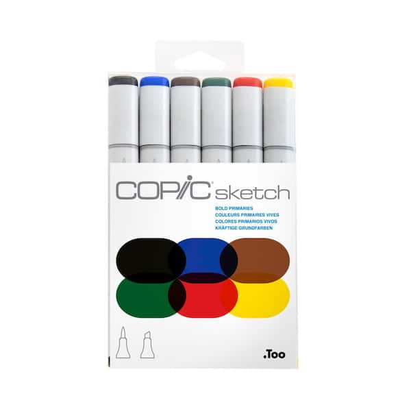 Copic Sketch Marker Set, Bold Primaries, (6-Colors)