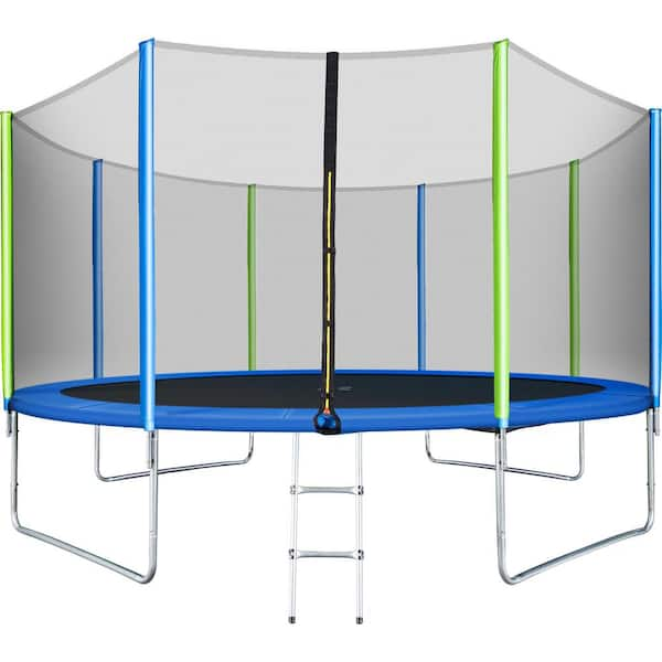 Large trampoline with online safety net