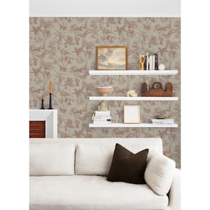 Zapata Merlot Tropical Jungle Non-Pasted Vinyl Wallpaper