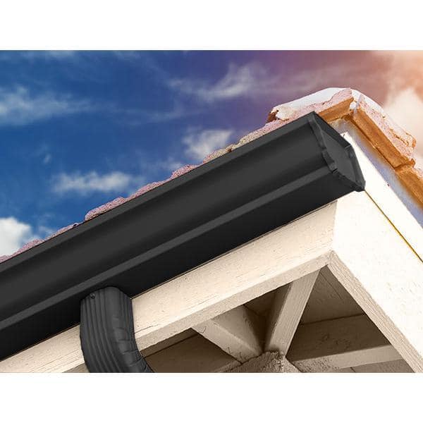 5 in. x 8 ft. K-Style Black Aluminum Gutter 5 in. x 8 ft. K-Style Black Aluminum Gutter