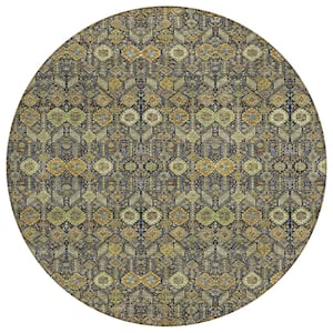 Chantille ACN574 Paprika 8 ft. x 8 ft. Round Machine Washable Indoor/Outdoor Geometric Area Rug