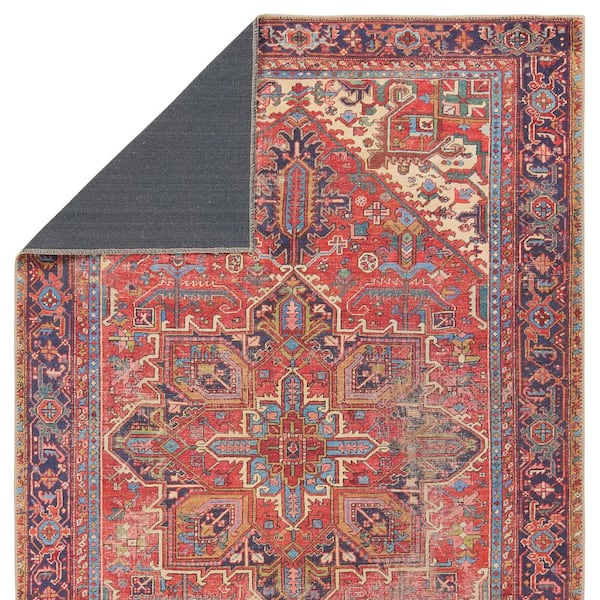 Lucinda 8 X 10 Medallion Red/Blue Washable Area Rug