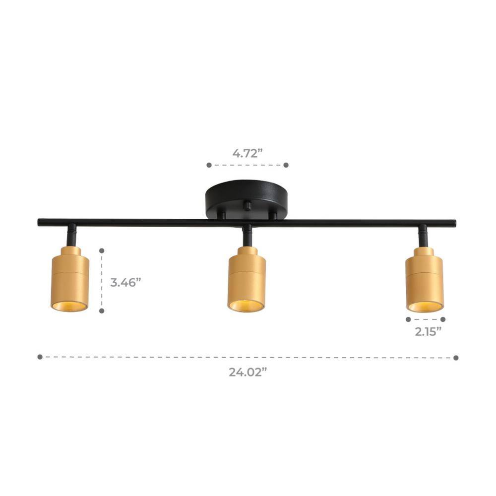 Shura 3-Head Matte Black and Gold LED Track Light