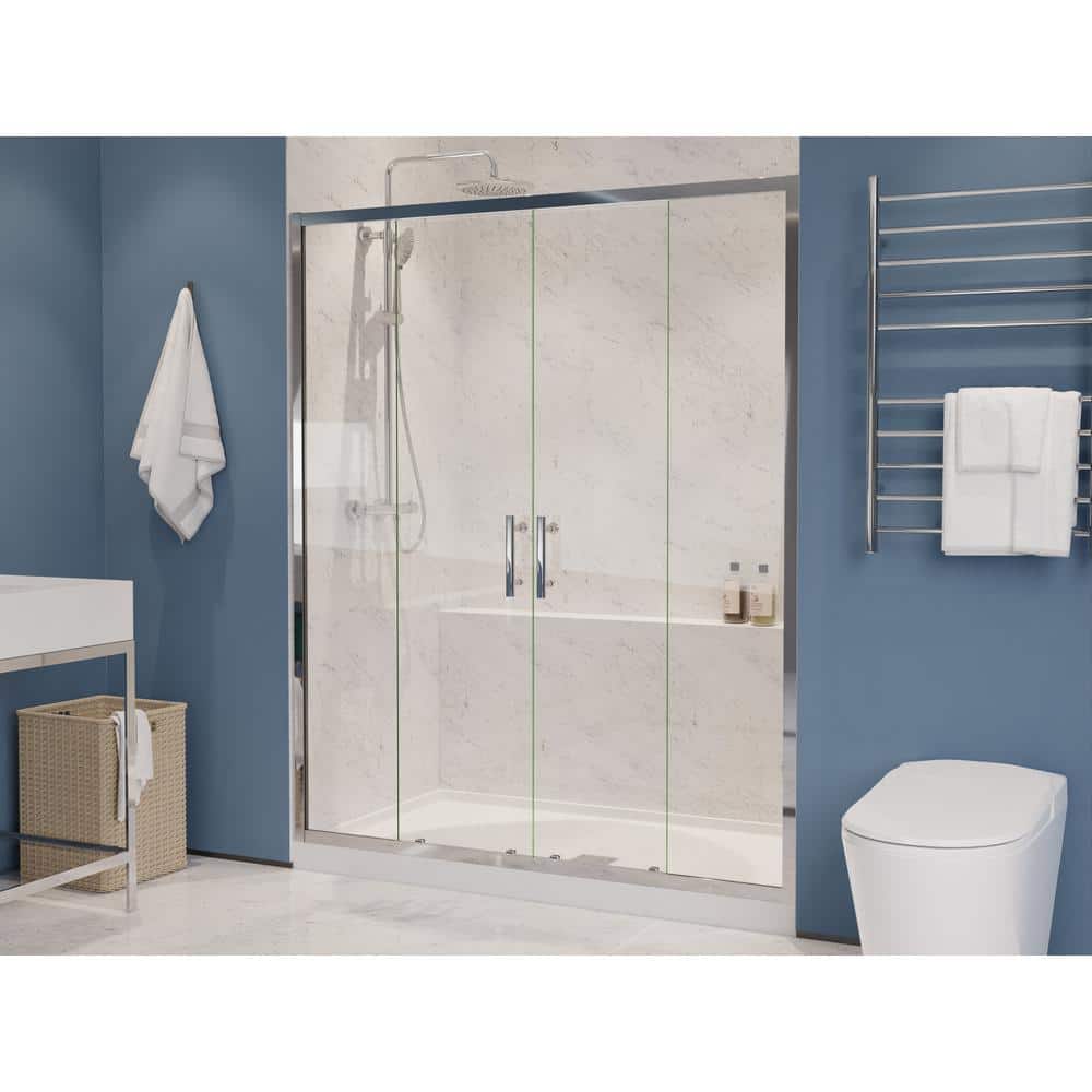 Romance Series 60 in. x 70 in. H Sliding Framed Shower Door in Chrome with 