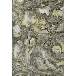 Mayfield Premium Machine Washable Abstract AMF2017 Pewter 10 ft. x 14 ft. Area Rug