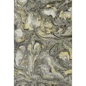 Mayfield Premium Machine Washable Abstract AMF2017 Pewter 5 ft. x 7 ft. 6 in. Area Rug