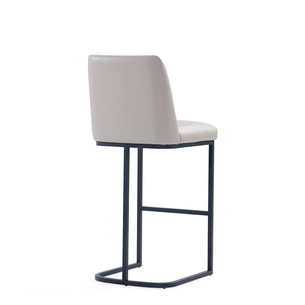 Serena Light Grey Leatherette Upholstered Metal Bar Stool