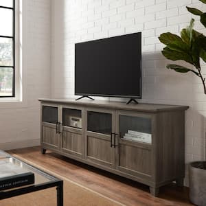 70 in. Slate Gray Composite TV Stand Fits TVs Up to 78 in. with Storage Doors