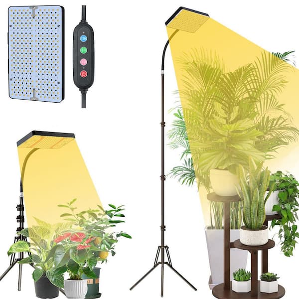 25W Adjustable 12 in. 48 in. Tripod Stand LED Grow Light w/ Smart Timer, Full Spectrum Floor Lamp for Tall Indoor Plants