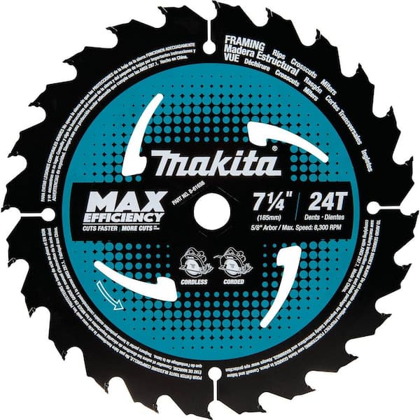 Makita 7-1/4 in. 24T Carbide-Tipped Max Efficiency Ultra-Thin Kerf Circular Saw  Blade, Framing (10-Pack) B-61656-10 The Home Depot