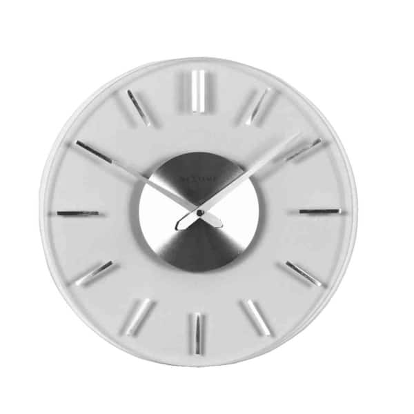 Nextime Fabio 12 in. Aluminum and Glass Wall Clock-DISCONTINUED