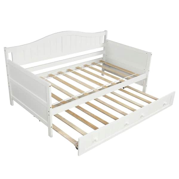 ATHMILE White Twin Wooden Daybed with Trundle Bed