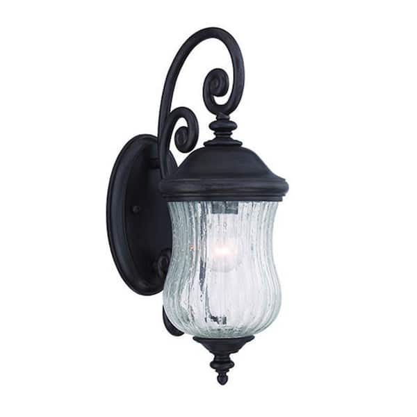HomeRoots 18 in. Black Outdoor Hardwired Sconce with No Bulbs Included