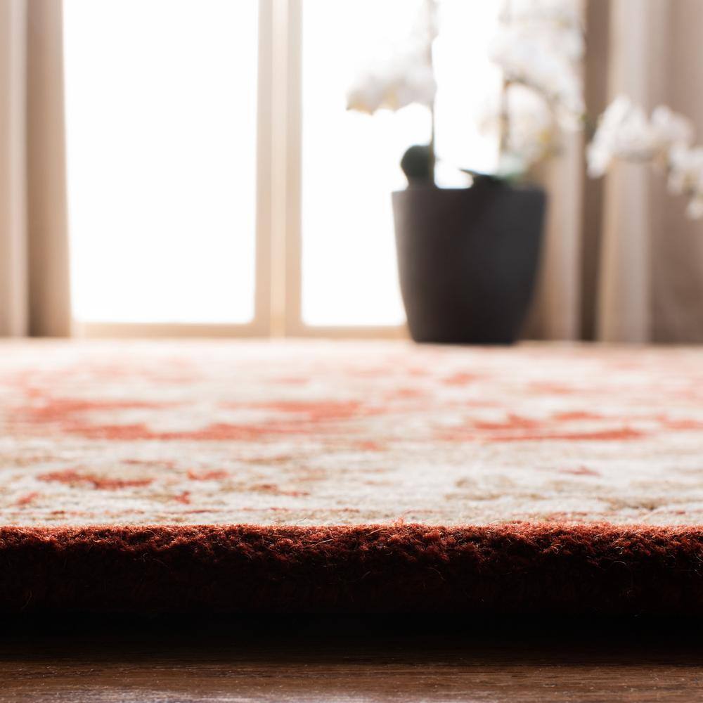 Ivory and Red Hand-Tufted Wool Area Rug, 8' x 10'