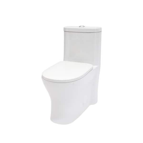 12 in. 1-piece 1.22/1.6 GPF Dual Flush Elongated Toilet in White