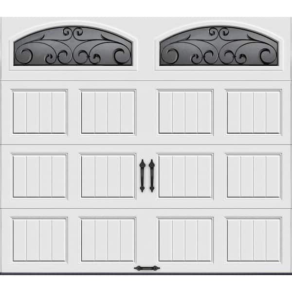 Clopay Gallery Collection 8 ft. x 7 ft. 6.5 R-Value Insulated White Garage Door with Wrought Iron Window