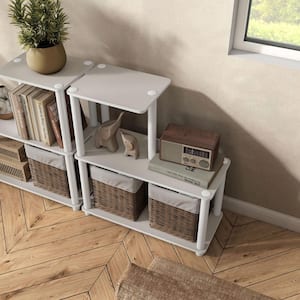 Quincy 30.1 in. Tall Greige Engineered Wood 5-Shelf Modular Bookcase With Support Rods