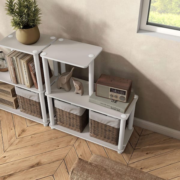 Quincy 30.1 in. Tall Greige Engineered Wood 5-Shelf Modular Bookcase With Support Rods