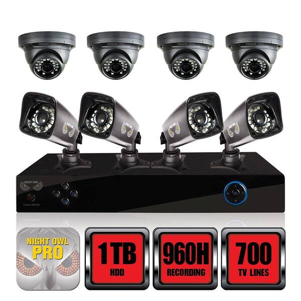 Night Owl PRO Series 16-Channel 960H Surveillance System with 1TB HDD and (8) 700 TVL Cameras
