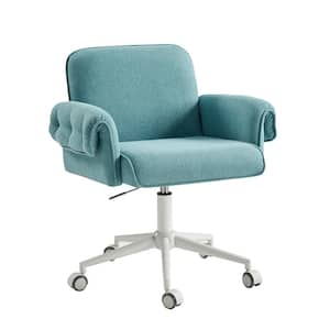 Andreas Creamy Style Upholstered Swivel Task Chair with Padded Arms and Metal Feet in Teal